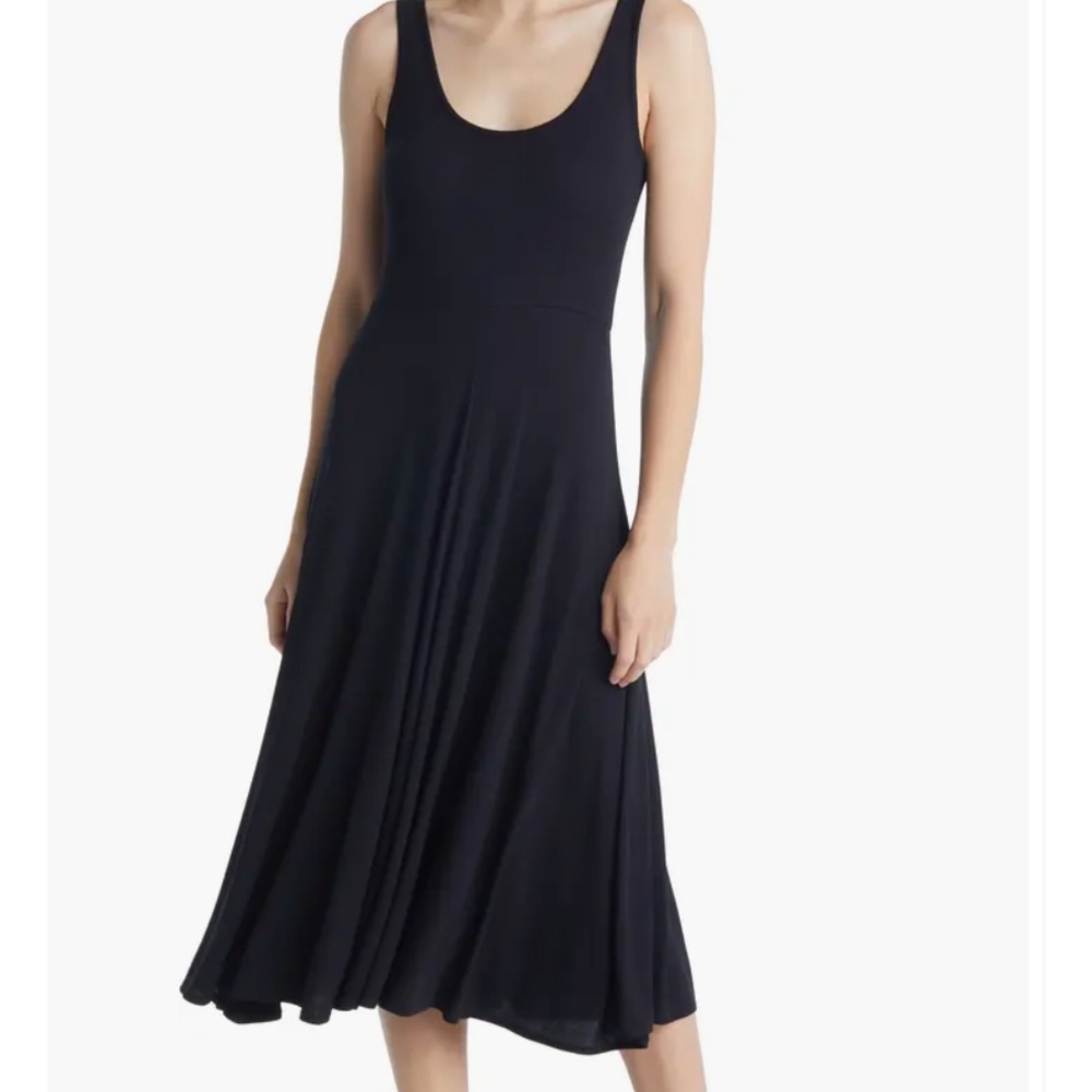 Marine Layer Lexi Rib Fit Flare Tank Midi Dress XL Black Stretch Beach Resort